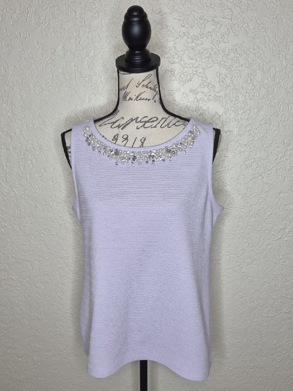 Ann Taylor Embellished Sleeveless Top Light Purple Size M